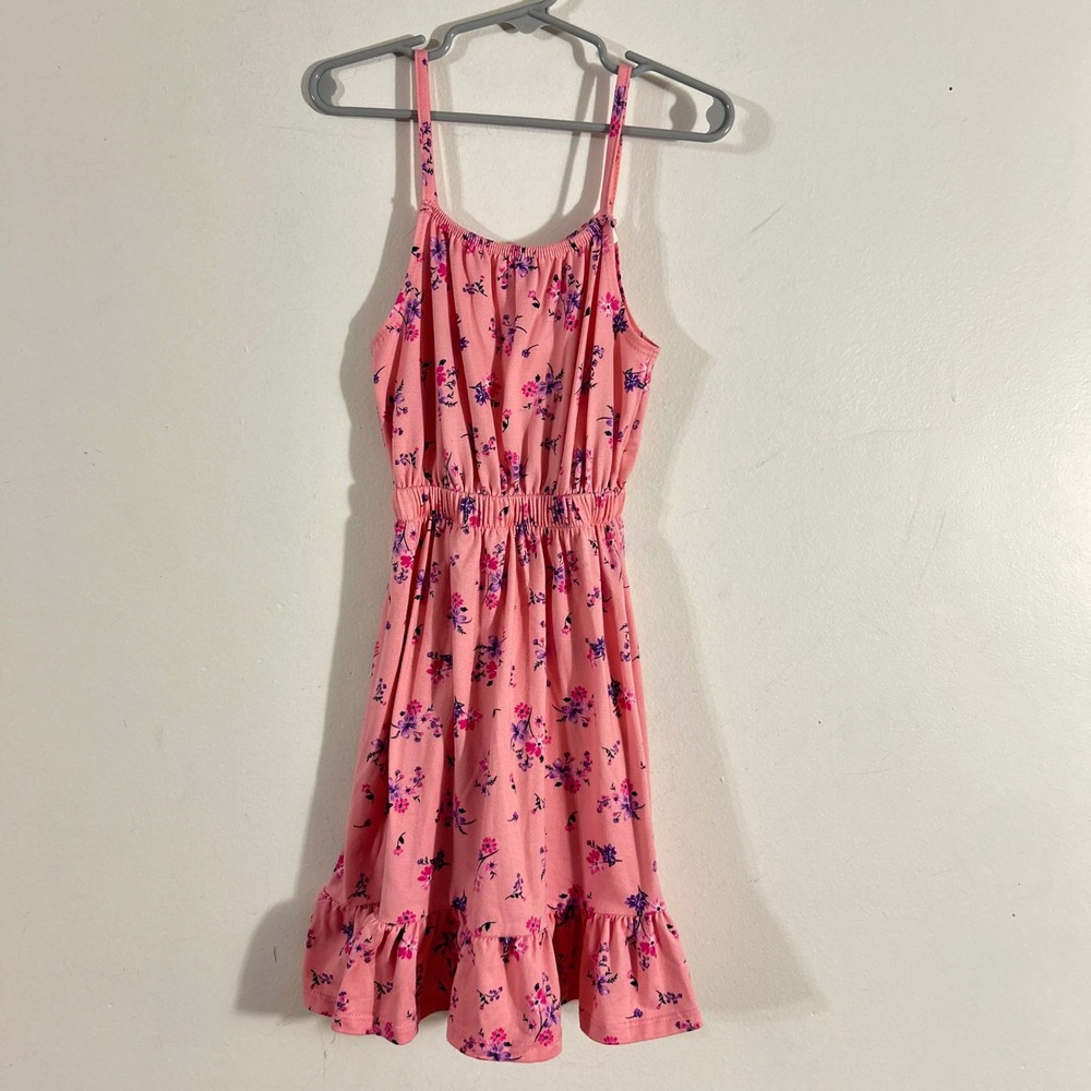 Glitter Girl Floral Sundress Kids Size 7 Pink Ruffle Hem Casual SUMMER